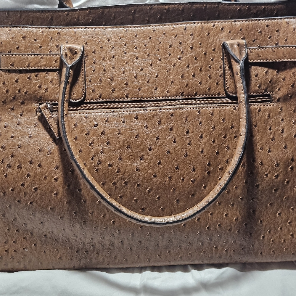 Faux ostrich tote